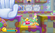 Kirby waits out a trio of springy hands.