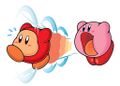 Kirby inhaling a Waddle Dee