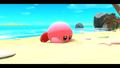 Kirby washing up on shore