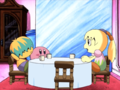 Tiff talks to Tuff and Kirby about offering a pity present to King Dedede.