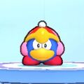 Kirby wearing the King Dedede Dress-Up Mask in Kirby's Return to Dream Land Deluxe
