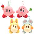 Mascot plushies of Kirby and Waddle Dees from the "Kirby Picnic" merchandise line