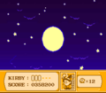 Kirby chasing the orb to the moon after defeating it