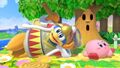 King Dedede and Kirby relaxing at Green Greens