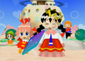 Ribbon next to the Queen from Kirby 64: The Crystal Shards