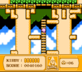 Climbing a ladder in Kirby's Adventure