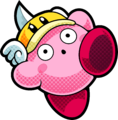 Artwork of a shocked Kirby with the Cutter ability