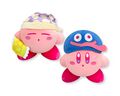 Big plushies of Sleep Kirby and Kirby wearing a Gooey hat from "KIRBY MUTEKI! SUTEKI! CLOSET" merchandise line
