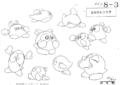 Kirby: Right Back at Ya! animator sheet showing various poses and expressions