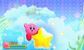 Kirby waving to the player while riding a Warp Star in Kirby: Triple Deluxe