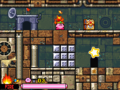 A wall of metal blocks in Kirby: Squeak Squad