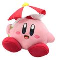 6 inches tall Parasol Kirby plushie. Manufactured by San-ei.