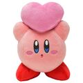 Kirby with a Friend Heart plushie, manufactured by San-ei