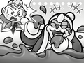 In the chocolate pool challenge, King Dedede eats the chocolate instead of swimming through it.