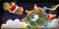 Dededetour! credits picture from Kirby: Triple Deluxe, featuring King Dedede falling near Kracko DX