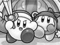 Sword Kirby and Bandana Waddle Dee enter the coliseum