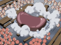 Cook Kirby conjures a giant steak for the Waddle Dees.