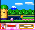 Stumbling onto Waddle Doo, the very first enemy Kirby sees