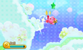 Kirby firing along on a cannon trajectory...one would think he's used to it by now.