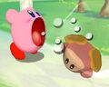 Kirby inhaling a Waddle Dee in the first build of Kirby for Nintendo GameCube