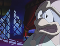 A storm casts ghostly shadows through King Dedede's bedroom window.