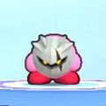 Kirby wearing the Dark Meta Knight Dress-Up Mask in Kirby's Return to Dream Land Deluxe