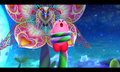 Flowered Sectonia attempts to strangulate Kirby during the battle when his guard is down.