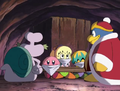King Dedede and Escargoon tie up the kids to keep them out of the proceedings.