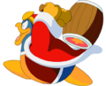King Dedede attacking with his hammer from Kirby: Right Back at Ya!