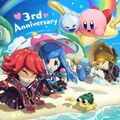 Kirby Star Allies 3rd anniversary illustration from the Kirby JP Twitter, featuring the Three Mage-Sisters