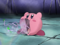 Kirby inhales the broken optical sensors that fell off of him.