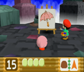 Adeleine offers a clue on her canvas.