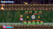 Kirby aims to recover an Energy Sphere from many Glunks trying to guard it.