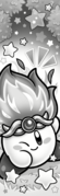 Kirby using the Fire ability to light the way in Kirby and the Big Panic in Gloomy Woods!