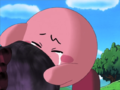 Kirby mourns the baby Galbo after it is presumably killed by the parent.