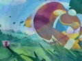 Kirby inhales the Dedede Doll to stop it from attacking him.