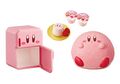 "Refrigerator" miniature set from the "Kirby's Happy Room" merchandise line, featuring Kirby-themed pudding, yogurt cups and big plush