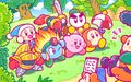 Illustration from the Kirby JP Twitter commemorating the announcement of Kirby for Nintendo Switch