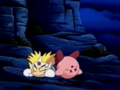 Kirby and Knuckle Joe feel the consequence of Kirby's bad piloting skills.