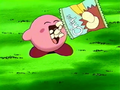 Kirby eating a bag of chips left for him as a trap in Fitness Fiend