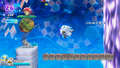 Magolor races along the crumbling bridge over the void.