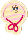 Club Nintendo-exclusive Parachute Kirby patch, sent as compensation for members who got a Kirby patch with a coloring error in his eyes, along with a corrected version of the flawed patch