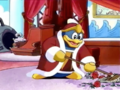 Escargoon watches at a safe distance while King Dedede uncharacteristically cleans up the mess.
