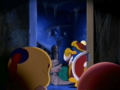 Tiff and Kirby spot King Dedede and Escargoon wandering the halls.