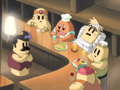Japanese-exclusive scene showing several members of Cappy Town hiding away within Samo's bar.