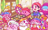 Multiple Heart Star-giving characters appear in this Kirby JP Twitter illustration, with Pick and Shiro seen with cookies resembling their respective Animal Friends and ChuChu decorating a cookie to look like Nyupun.