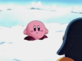 Kirby stumbles across a Pengy.