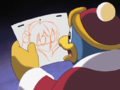 King Dedede discovers the sketches of Tiff that his animators were working on.