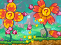 The Kirbys grab the petals of some Spinwheel Flowers