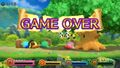 The Game Over screen in Super Kirby Clash.